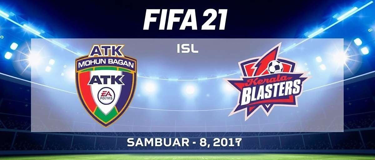 FIFA 21 ISL match with FIFA 21 watermark FIFA 21 screenshot showing an ISL match between ATK Mohun Bagan and Kerala Blasters