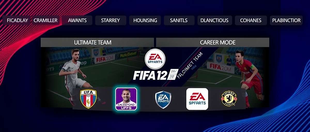 FIFA 21 main menu with FIFA 21 watermark FIFA 21 main menu showing various game modes including Ultimate Team and Career Mode